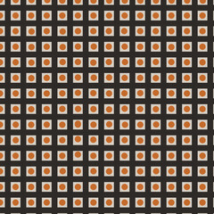 Retro Geometric Square and Dot Seamless Pattern in Orange and Dark Brown