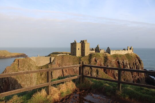Wintry view of Dunnottar Castle, Kincardineshire.