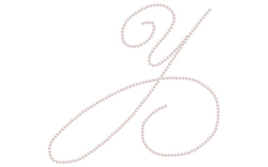 White Pearls Alphabet Letter Y Luxury Text Design Vector Illustration.