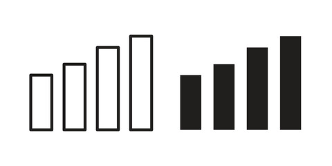 Bar chart icons in line art and flat black clipart design style © iconic