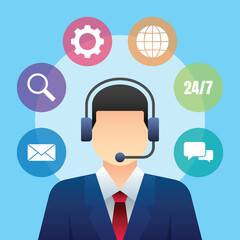 Customer service representative headset support 24/7