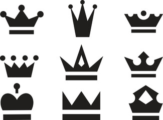 Crown symbols crowns royal black white