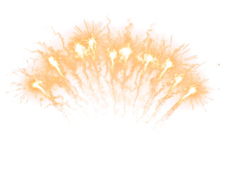 Obraz premium Golden Firework Overlay. Festival Sparkling Fireworks Isolated on Transparent Background. Effect Texture