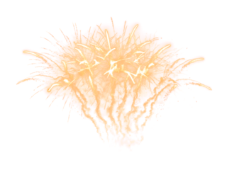 Golden Firework Overlay. Festival Sparkling Fireworks Isolated on Transparent Background. Effect Texture