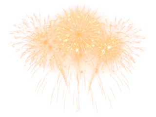 Golden Firework Overlay. Festival Sparkling Fireworks Isolated on Transparent Background. Effect Texture