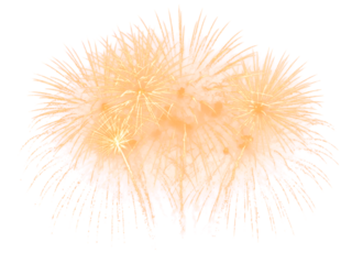 Golden Firework Overlay. Festival Sparkling Fireworks Isolated on Transparent Background. Effect Texture