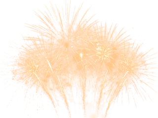 Golden Firework Overlay. Festival Sparkling Fireworks Isolated on Transparent Background. Effect Texture