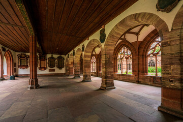 View of the cloister of Basel Minster in Switzerland.