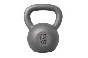 Gray cast iron kettlebell with 12 kg weight