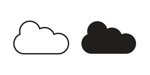 Obraz premium Cloud icons in line art and flat black clipart design style