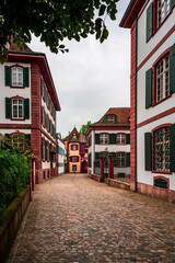 View of the colorful old town street in Basel, Switzerland