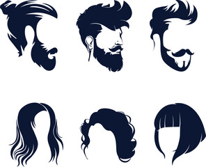 Dark Blue Silhouette Hairstyles silhouettes beards