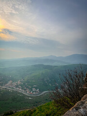 Hellenistic Attalid ruins of Pergamon Acropolis featuring steepest ancient theater and Zeus Altar in Bergama
