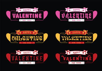Happy Valentine's Day 2026 vector set for t-shirt design.