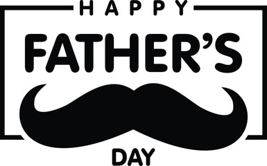 Happy Father's Day with mustache text black