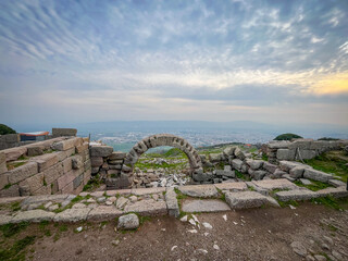 Majestic ruins of Temple of Athena and Zeus, a legacy of the Attalid Dynasty era in Pergamon