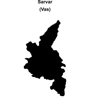 Sarvar district blank outline map