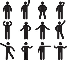 Stick figures in various poses people gestures human