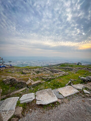 Breathtaking panorama of Pergamon Acropolis Theater, a legacy of the Attalid era in Pergamon, Turkey