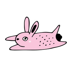Cute Hand drawn Pink Rabbit Illustration. Perfect for Easter Decor, Nursery Prints, and Kids' Springtime T-Shirt Designs