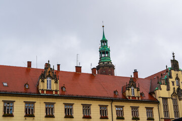 Fototapeta premium View of historic buildings on the Great Square in Wrocław, Poland.