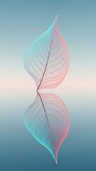Two delicate colored leaves with intricate veins against a gradient background
