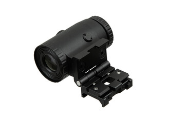 Black tactical scope with flip mount