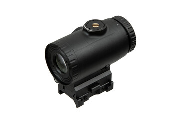 Black tactical magnifier for red dot