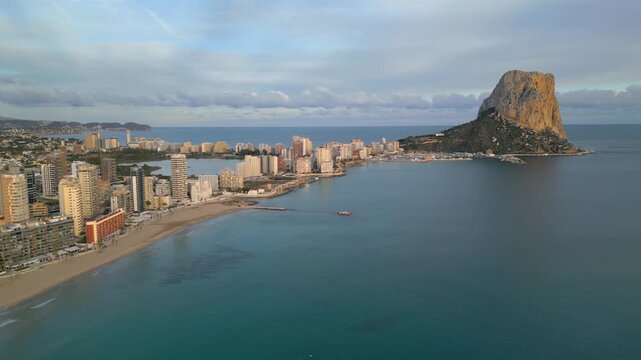 Calpe coastline with penon de ifach aerial view