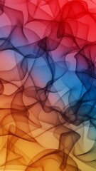 Colorful abstract art with wavy lines and shapes in red blue orange hues