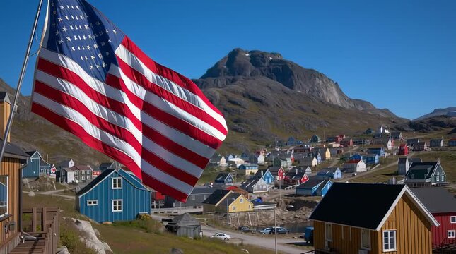 US flag flying in Greenland	
