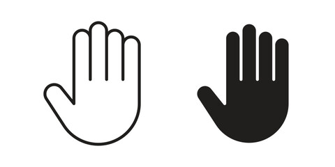 Obraz premium Stop icons in line art and flat black clipart design style