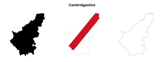 Transparent Cambridgeshire outline map set