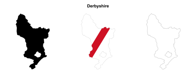 Transparent Derbyshire outline map set