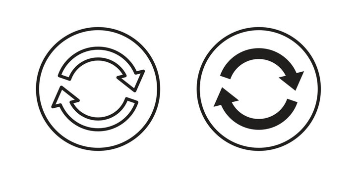 System update icons in line art and flat black clipart design style