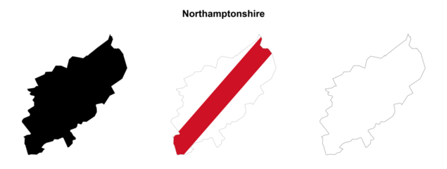 Transparent Northamptonshire outline map set