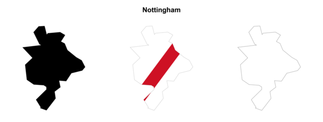 Transparent Nottingham outline map set