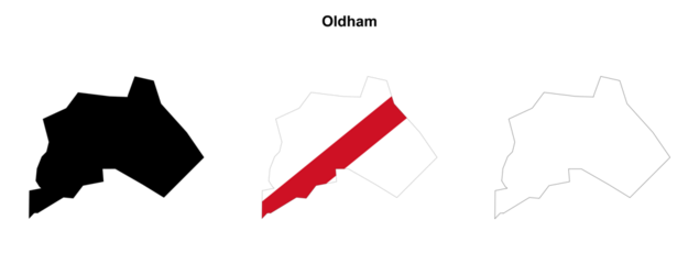 Transparent Oldham outline map set