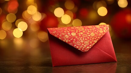 Red Envelope Money Gifts on Blurred Background with Festive Bokeh