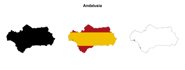 Transparent Andalusia outline map set