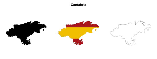 Transparent Cantabria outline map set