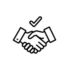 Obraz premium Professional Handshake Icon with Checkmark for Business and Agreement Themes