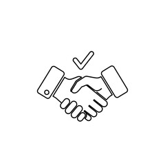 Obraz premium Professional Handshake with Checkmark Symbol for Business Agreement and Partnership