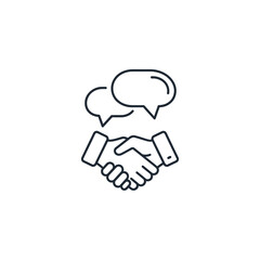 Professional Handshake Icon with Speech Bubbles Representing Communication and Agreement