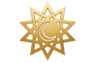 Golden Islamic geometric star with crescent isolated Ramadan luxury decoration premium 3D illustration background for celebration