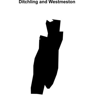 Ditchling and Westmeston (England) blank outline map