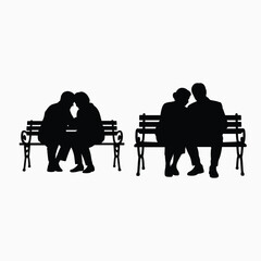 Silhouettes on benches