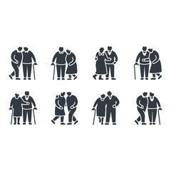 Elderly couples walking together