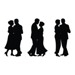 Silhouettes of dancing couples