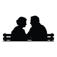 Silhouette of couple on bench